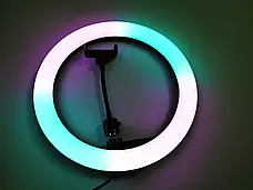 Кільцева лед-лампа для студійного освітлення Ring RGB MJ 33 33см з пультом для фото і відео, фото 5