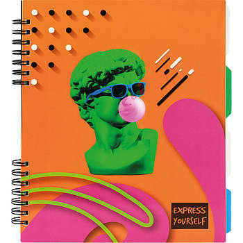 Блокнот Optima Antique Жовтогарячий B5 з розділювачами 120 аркушів, клітинка (O20356-18)