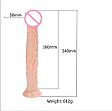 Гнучкий фаллоїмітатор на присоску 34 см, Дилдо фаллос для стимуляції, інтимні іграшки для жінок, фото 5