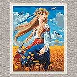 Картина за номерами Дівчина у вишиванці. Український сюжет 40*50 см Орігамі LW 31530 pbn-p, фото 7