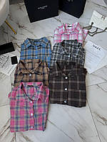 Жіноча картата сорочка на ґудзиках фланель