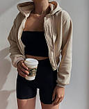 Зипка жіноча на блискавці з капюшоном тринитка на флісі 42-46 48-50, фото 3