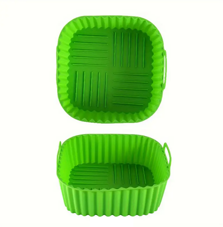Форма квадратна силіконова для аерогрилю мультипечі та фритюрниці 21 см UK-7038 зелений, фото 1