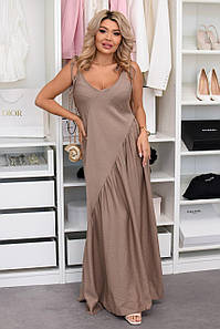 Сарафан на бретелях " Балі " мокко великого розміру батал Розміри: 48-50, 52-54, 56-58, 60-62