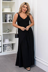 Сарафан на бретелях " Балі " чорний великого розміру батал Розміри: 48-50, 52-54, 56-58, 60-62
