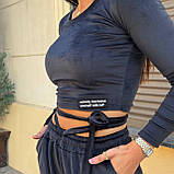 Костюм жіночий топ і штани палаццо преміумвелюр Туреччина 42-46, фото 3