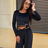 Костюм жіночий топ і штани палаццо преміумвелюр Туреччина 42-46, фото 4