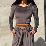 Костюм жіночий топ і штани палаццо преміумвелюр Туреччина 42-46, фото 9