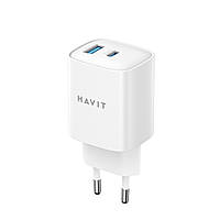 Зарядний пристрій HAVIT UC30 PRO GaN 30W USB-A+USB-C White