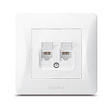 Розетка CAT6+CAT6 подвійна комп'ютерна біла VIDEX BINERA, фото 2