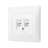 Розетка CAT6+CAT6 подвійна комп'ютерна біла VIDEX BINERA, фото 3