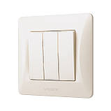 Вимикач трьохклавішний кремовий VIDEX BINERA, фото 3
