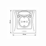 Розетка одинарна із заземленням та кришкою кремова VIDEX BINERA, фото 5