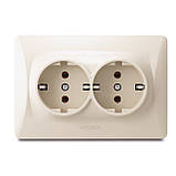 Розетка подвійна із заземленням кремова VIDEX BINERA, фото 2