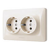 Розетка подвійна із заземленням кремова VIDEX BINERA, фото 3