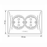 Розетка подвійна із заземленням кремова VIDEX BINERA, фото 5