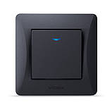 Вимикач одноклавішний з підсвіткою чорний графіт VIDEX BINERA, фото 2