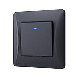 Вимикач одноклавішний з підсвіткою чорний графіт VIDEX BINERA, фото 3