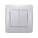 Вимикач двоклавішний срібний шовк VIDEX BINERA, фото 2