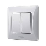 Вимикач двоклавішний срібний шовк VIDEX BINERA, фото 3