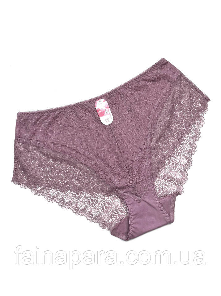 Жіночі бавовняні труси сліп з мереживом Baoyandi (великі розміри) 3XL, фото 1