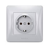 Розетка одинарна із заземленням срібний шовк VIDEX BINERA, фото 2