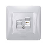 Розетка CAT6 одинарна комп'ютерна срібний шовк VIDEX BINERA, фото 2