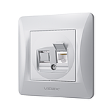 Розетка CAT6 одинарна комп'ютерна срібний шовк VIDEX BINERA, фото 3