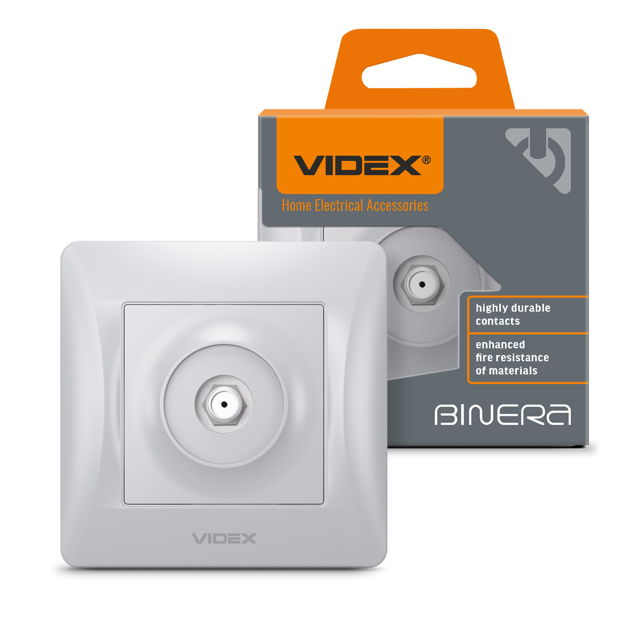 Розетка SAT одинарна супутникова срібний шовк VIDEX BINERA, фото 1