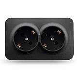 IP20 Розетка зовнішня подвійна із заземленням чорний графіт VIDEX BINERA, фото 2