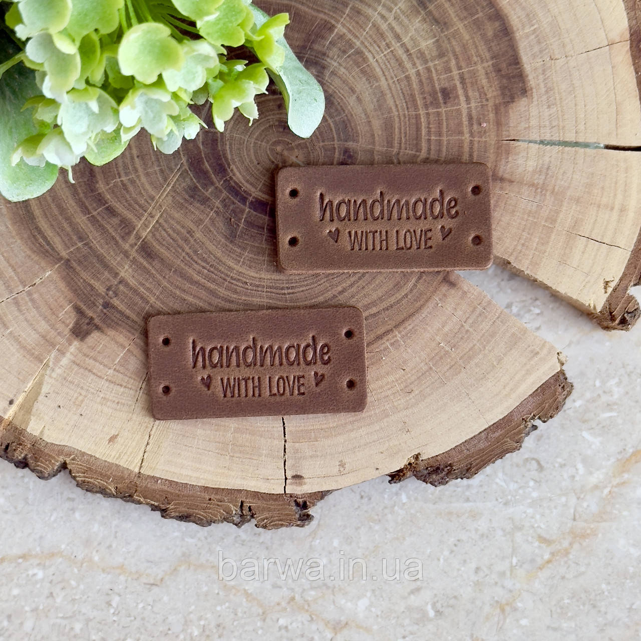 Шкіряна бірка 4х2 см HANDMADE WITH LOVE