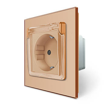 Розетка вологозахищена Livolo з кришкою для встановлення в приміщенні та на вулиці із захисними шторками та заземленням