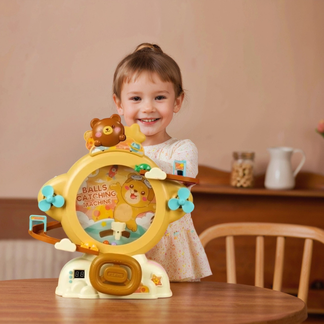 Розважальна гра спіймай кульки інтерактивна розвивальна іграшка для дітей звук світло мінітрек 2 машинки, фото 1