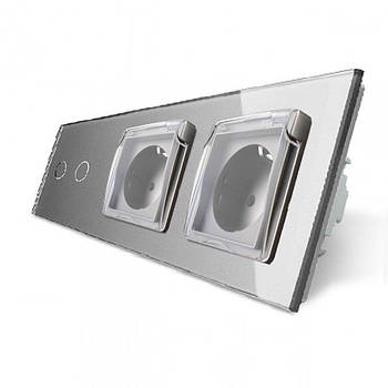 Сенсорний вимикач Livolo подвійний вологозахищений з кришкою для дому та офісу 16 А IP44