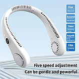 💙Портативний міні вентилятор на шию Neck Fan, зарядка USB, 5 швикостей, дисплей, фото 2