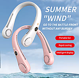 💙Портативний міні вентилятор на шию Neck Fan, зарядка USB, 5 швикостей, дисплей, фото 4