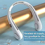 💙Портативний міні вентилятор на шию Neck Fan, зарядка USB, 5 швикостей, дисплей, фото 5