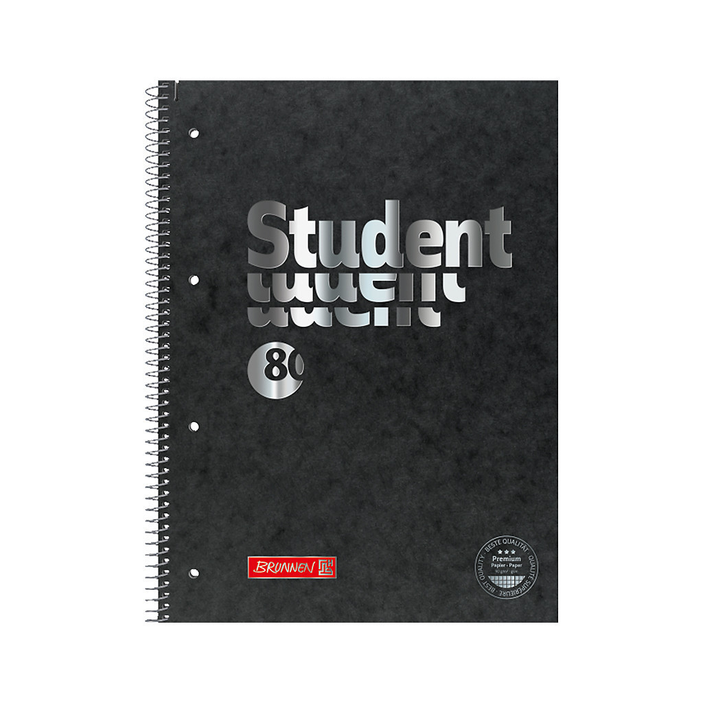 Зошит Brunnen Коледж-блок А4 Premium у клітинку 80 аркушів Black (10-678 28 90), фото 1