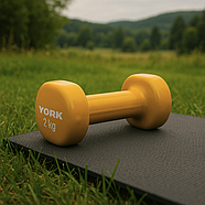 Гантелі для фітнесу вінілові круглі York Fitness 2х2кг жовтий, фото 8