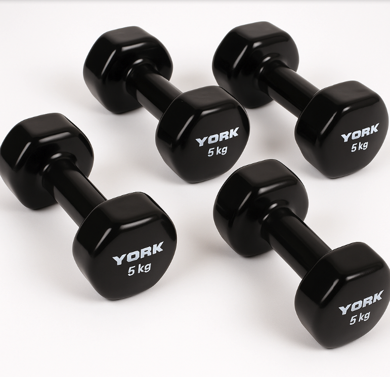 Гантелі для фітнесу вінілові круглі York Fitness 2х5кг чорний, фото 1