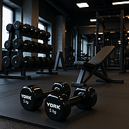 Гантелі для фітнесу вінілові круглі York Fitness 2х5кг чорний, фото 2
