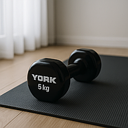 Гантелі для фітнесу вінілові круглі York Fitness 2х5кг чорний, фото 3