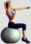 Фітбол York Fitness 75 см сірий + насос, фото 5