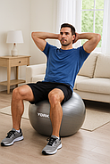 Фітбол York Fitness 75 см сірий + насос, фото 7