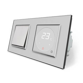 Одноклавішний терморегулятор із зовнішнім датчиком для теплої підлоги сенсорний сіре скло 3500 Вт 16 А