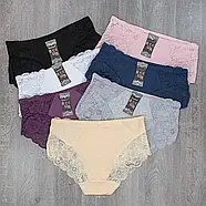 Жіночі бавовняні труси сліп з мереживом середня посадка Biweier (великі розміри) XL, фото 2