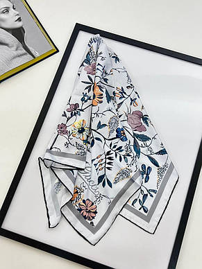 Шовкова брендова хустка Gucci 90*90 см ручна обробка краю, фото 2