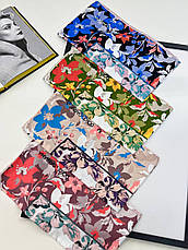 Шовкова брендова хустка Dolce Gabbana квіти 90*90 см червона ручна обробка краю, фото 4