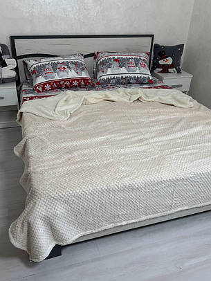 Двостороннє покривало на овчині Молочний, фото 2