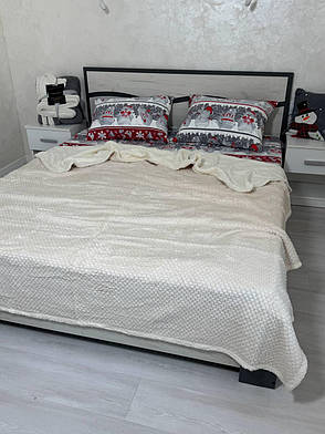 Двостороннє покривало на овчині Молочний, фото 1